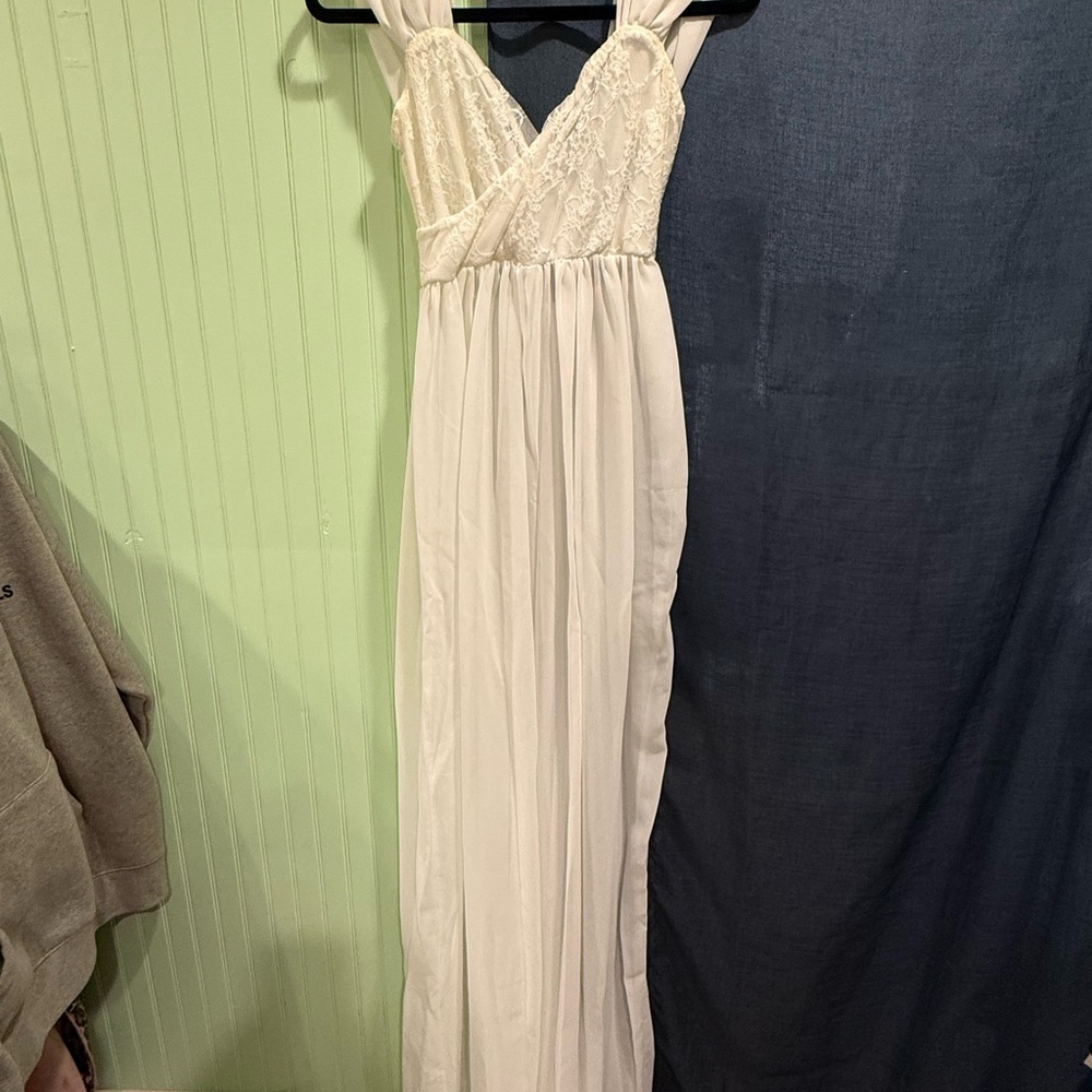 Maternity - Elegant White Lace Maxi Dress
